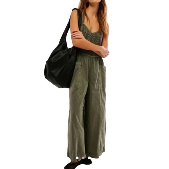 Free People Pants - Free People Forever Always Ruched Jumpsuit in Dried Basal size Medium